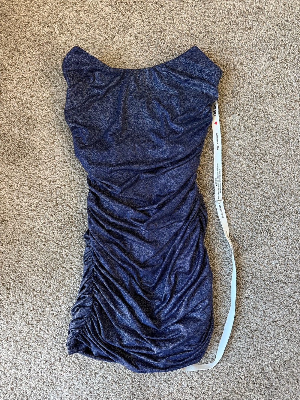 NWT Lucy In The Sky Navy Blue Ruched Bodycon Dress Size Medium